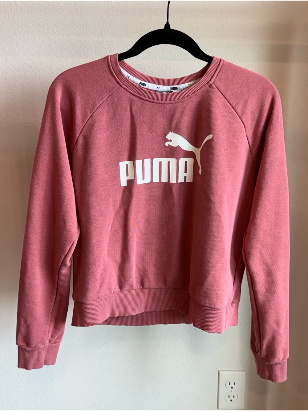 Puma Women's Rose Pink Crewneck Sweatshirt with White Logo